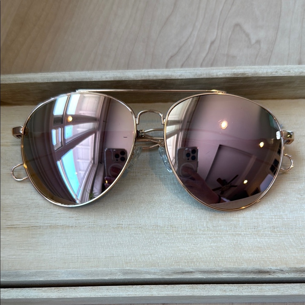 Anthropologie Rose Gold Aviator Sunglasses